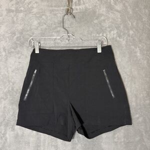 Athleta Trekkie North Shorts Women Sz 6 Black Stretch Hiking Zip Pockets Pull On